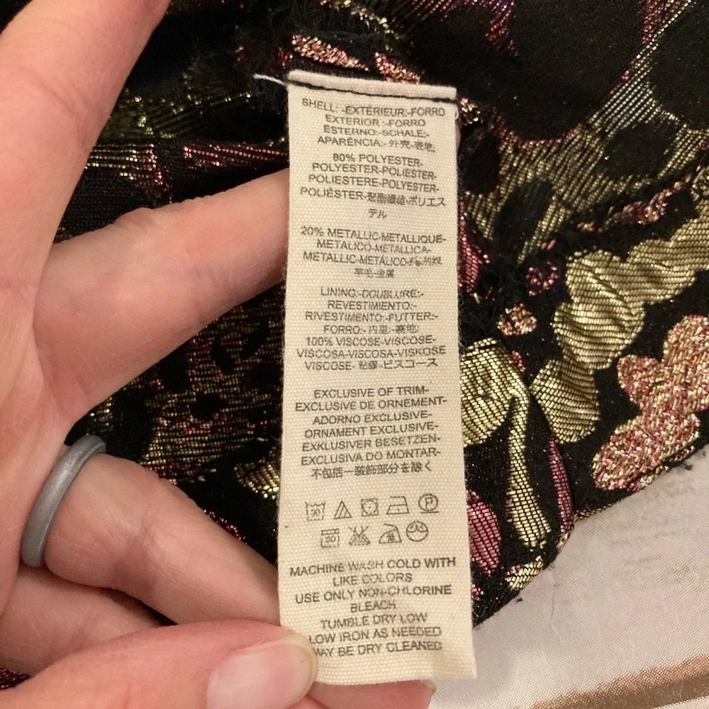 Free People Metallic Fit and Flare Jacquard Floral Dress Medium